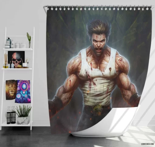 Wolverine Marvel Feral X-Men Avenger Comic Shower Curtain