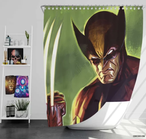 Wolverine Marvel Mutant Power Chronicles Comic Shower Curtain