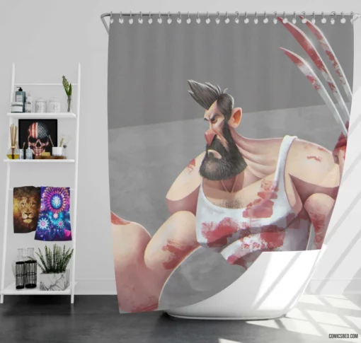 Wolverine X-Men Blood Marvel Warrior Comic Shower Curtain