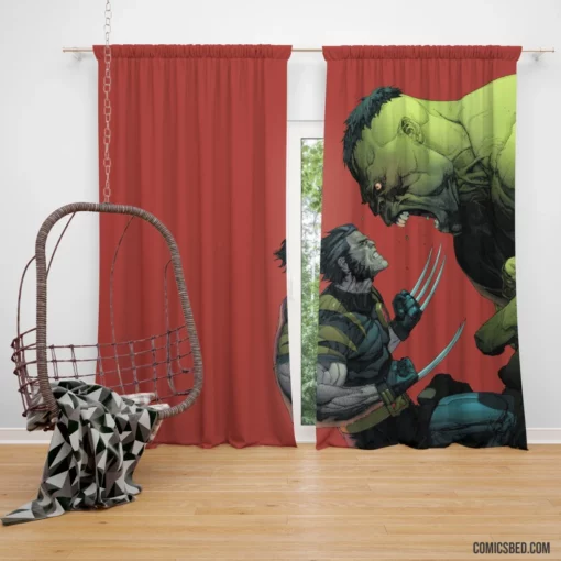 Wolverine vs. Hulk Battle of X-Men Comic Curtain