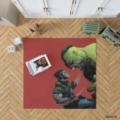 Wolverine vs. Hulk Battle of X-Men Comic Rug