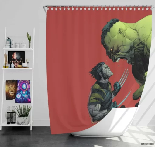 Wolverine vs. Hulk Battle of X-Men Comic Shower Curtain