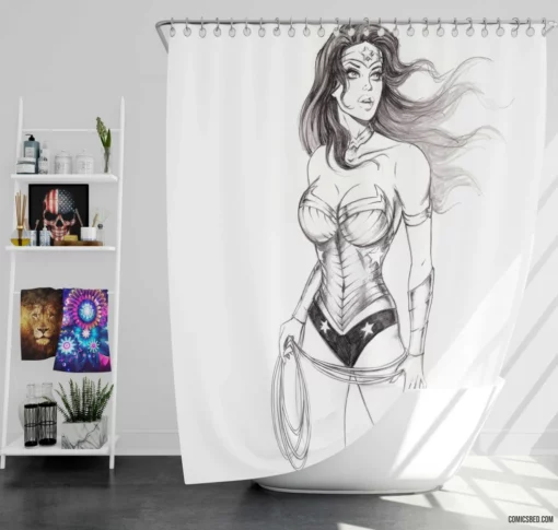 Wonder Woman Amazon Quest Comic Shower Curtain