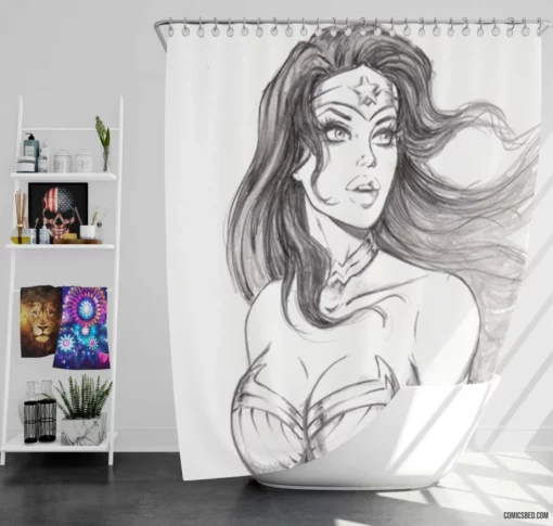 Wonder Woman Amazon Warrior Comic Shower Curtain