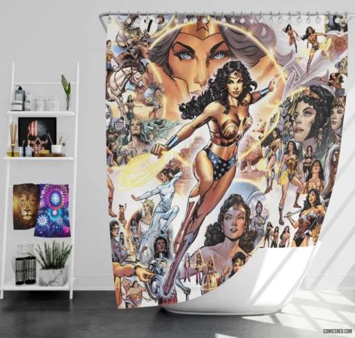 Wonder Woman Amazonian Odyssey Comic Shower Curtain