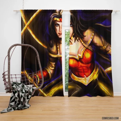 Wonder Woman Amazonian Warrior Striking Appearance Comic Curtain