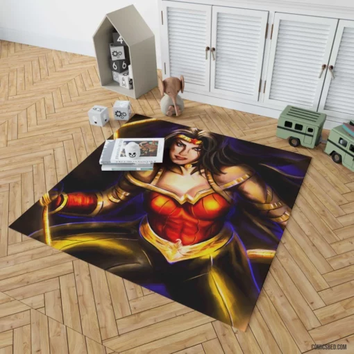 Wonder Woman Amazonian Warrior Striking Appearance Comic Rug 1