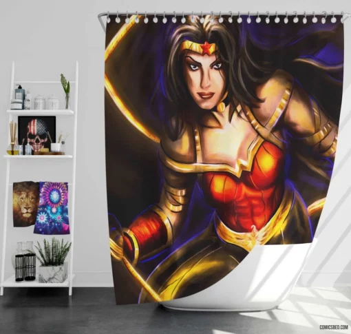 Wonder Woman Amazonian Warrior Striking Appearance Comic Shower Curtain