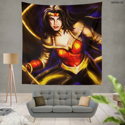 Wonder Woman Amazonian Warrior Striking Appearance Comic Wall Tapestry