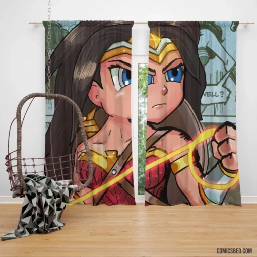 Wonder Woman Brunette DC Heroine Comic Curtain