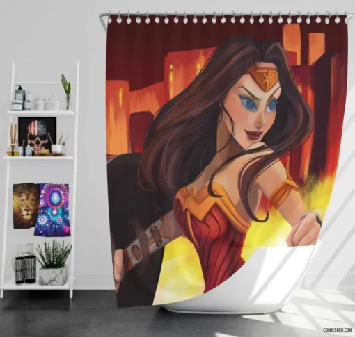 Wonder Woman Brunette DC Iconic Heroine Comic Shower Curtain