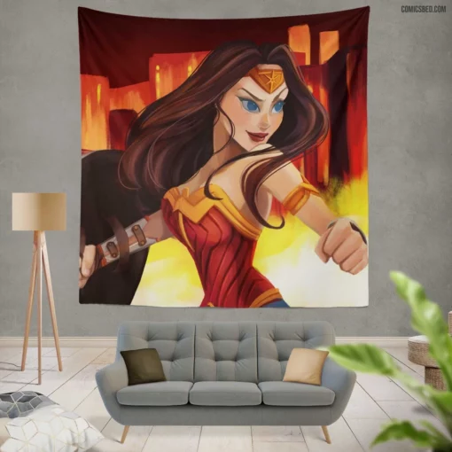 Wonder Woman Brunette DC Iconic Heroine Comic Wall Tapestry