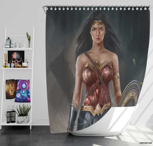 Wonder Woman DC Emblematic Defender Comic Shower Curtain