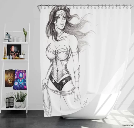 Wonder Woman DC Fierce Warrior Comic Shower Curtain