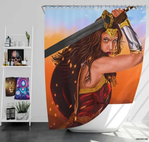 Wonder Woman DC Iconic Heroism Comic Shower Curtain