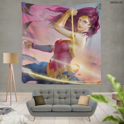 Wonder Woman DC Lassoed Hero Comic Wall Tapestry