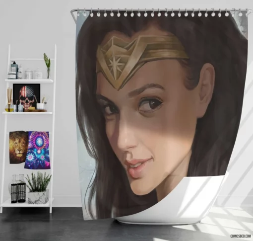 Wonder Woman Face DC Icon Comic Shower Curtain