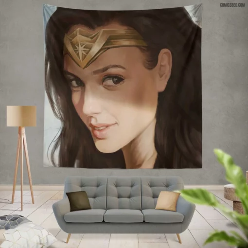 Wonder Woman Face DC Icon Comic Wall Tapestry