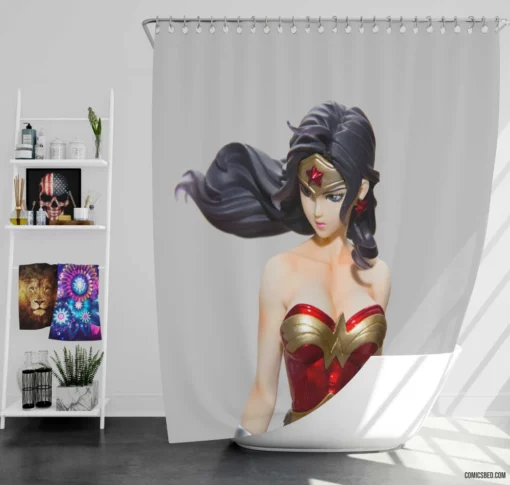 Wonder Woman Figurine Collectible Comic Shower Curtain