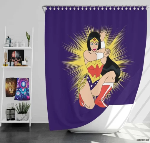 Wonder Woman Justice Fearless Champion Comic Shower Curtain