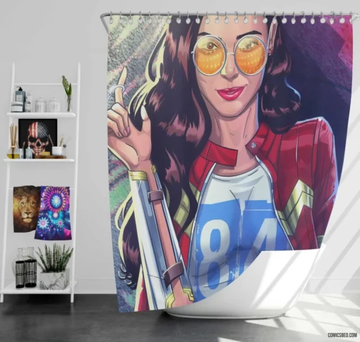 Wonder Woman Lipstick DC Heroine Comic Shower Curtain