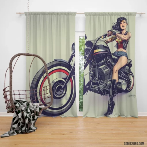 Wonder Woman Motorcycle DC Amazonian Ride Comic Curtain