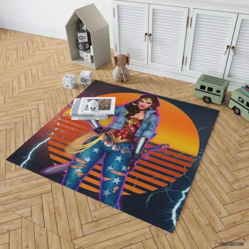 Wonder Woman Retro DC Iconic Heroine Comic Rug 1