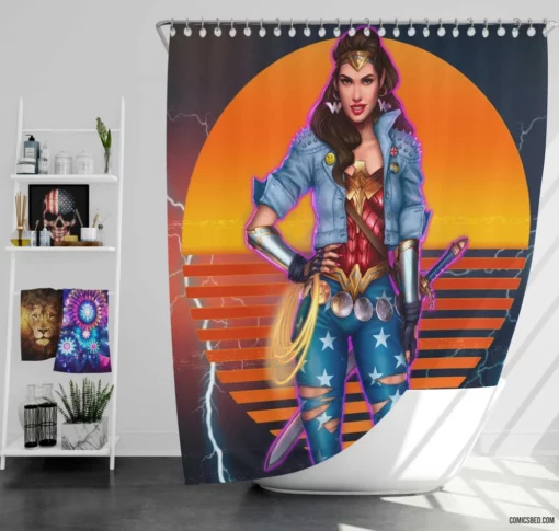 Wonder Woman Retro DC Iconic Heroine Comic Shower Curtain