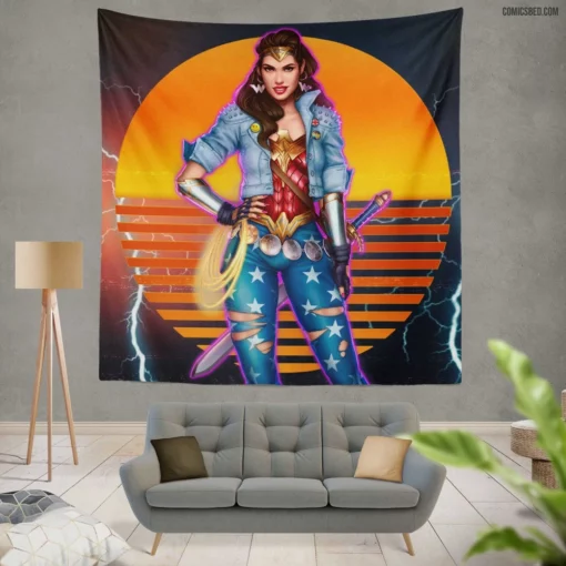 Wonder Woman Retro DC Iconic Heroine Comic Wall Tapestry