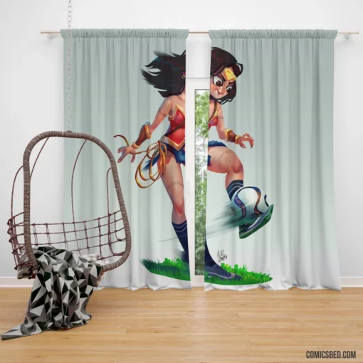 Wonder Woman Soccer Amazon Athlete Comic Curtain