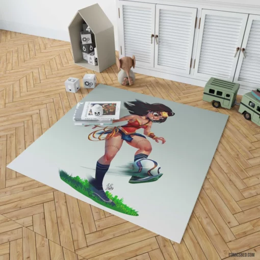 Wonder Woman Soccer Amazon Athlete Comic Rug 1