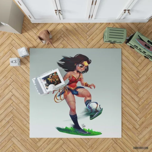 Wonder Woman Soccer Amazon Athlete Comic Rug