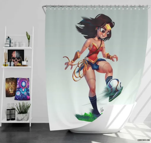 Wonder Woman Soccer Amazon Athlete Comic Shower Curtain