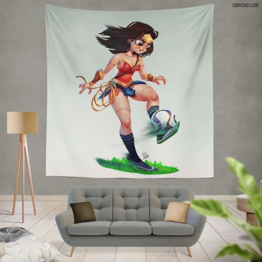 Wonder Woman Soccer Amazon Athlete Comic Wall Tapestry