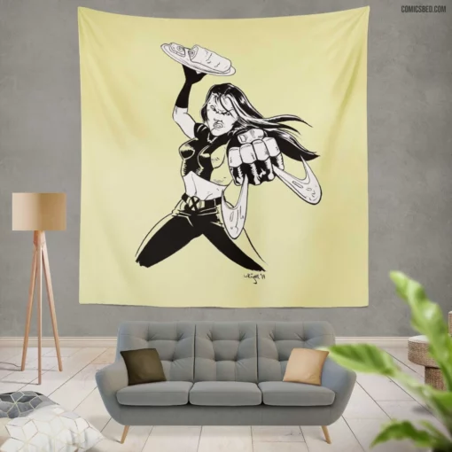 X-23 Feral Fighter Comic Wall Tapestry