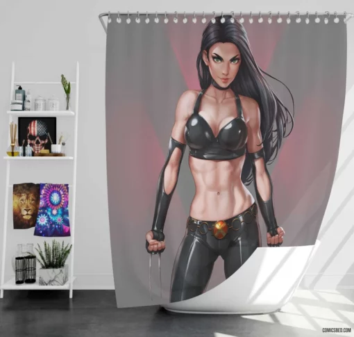 X-23 Marvel Cloned Mutant Comic Shower Curtain