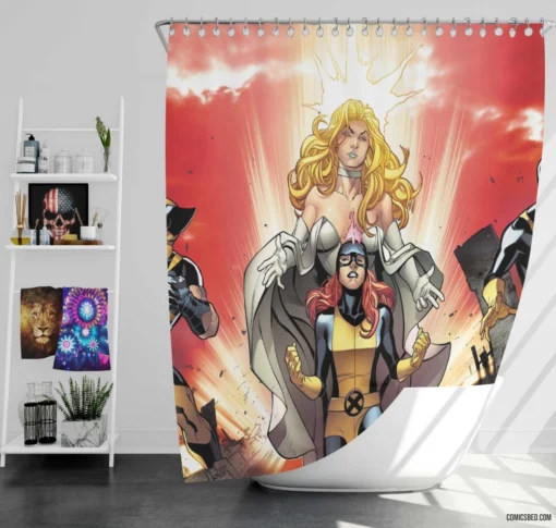 X-Men Marvel Telepathic Heroes Comic Shower Curtain