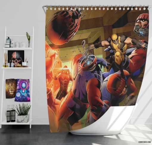 X-Men Schism - Cyclops and Wolverine Comic Shower Curtain