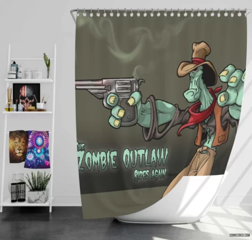 Zombie Outlaw Undead Adventures Comic Shower Curtain