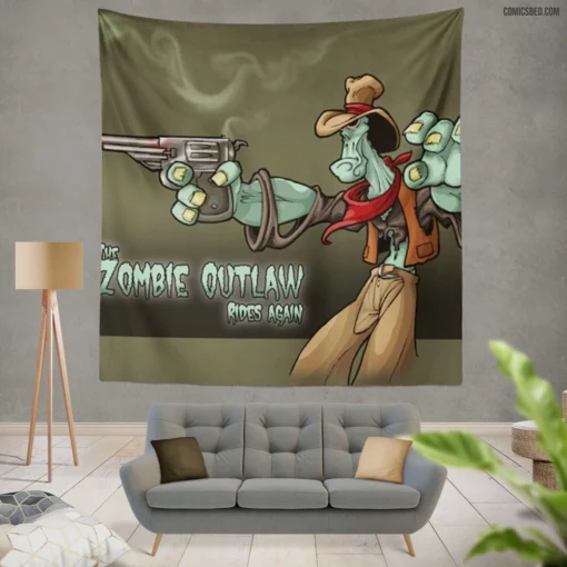 Zombie Outlaw Undead Adventures Comic Wall Tapestry